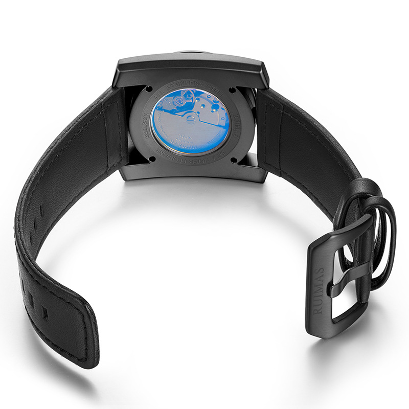 瑞马仕RUIMAS全自动机械表男士方形钢壳皮带商务时尚手表代发6775