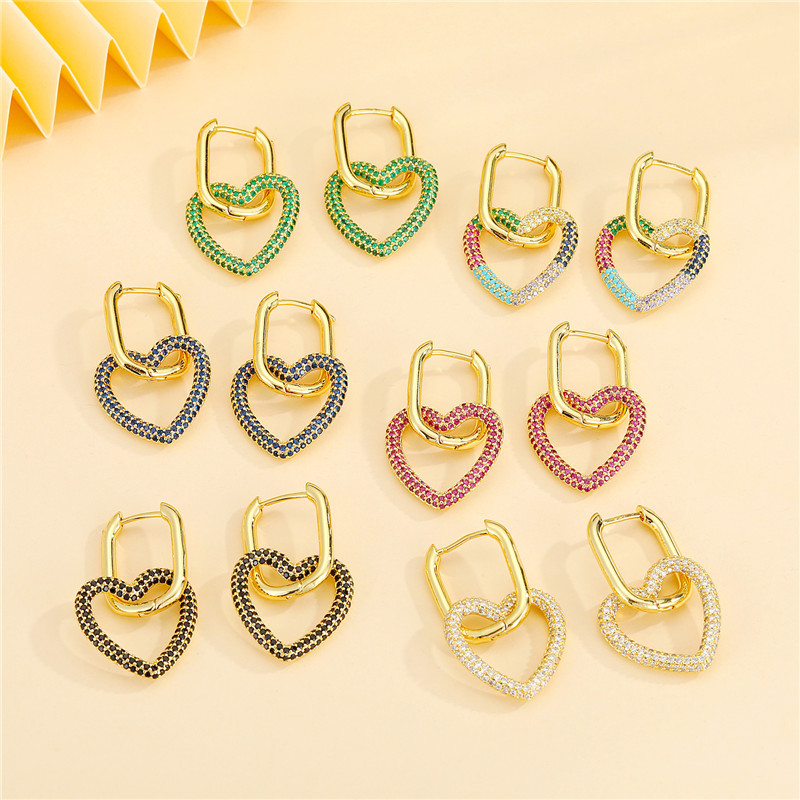 Boucle D'oreille Double Serrure Love Double Lock En Cuivre display picture 2