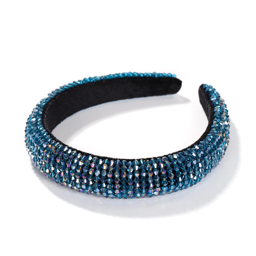 Hot Selling Fashion Beaded Winding Crystal Beads Temperament Sponge Headband display picture 10