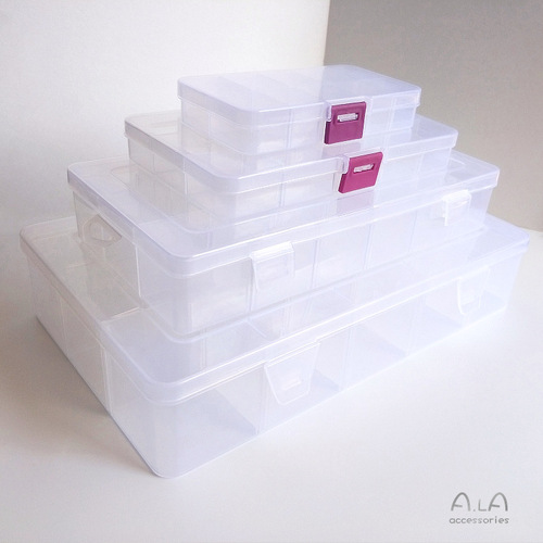 Multi-grid parts accessories loose bead box transparent plastic storage box removable classification grid jewelry accessories storage box