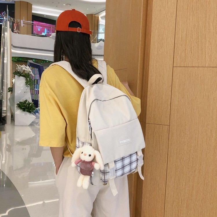 Schoolbag Korean Fashion Harajuku Cute Girl Student Small Fresh Contrast Color Plaid Backpack  Wholesale Nihaojewelry display picture 88