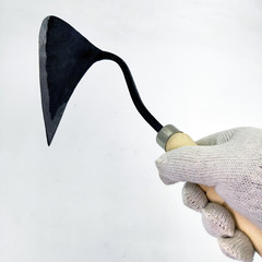 Small Island Yukuwan Wood Handle Wobbly Triangular Point Korean Foreign Trade Forged Curved Handle Hoe Agricultural Garden Seedling Tool