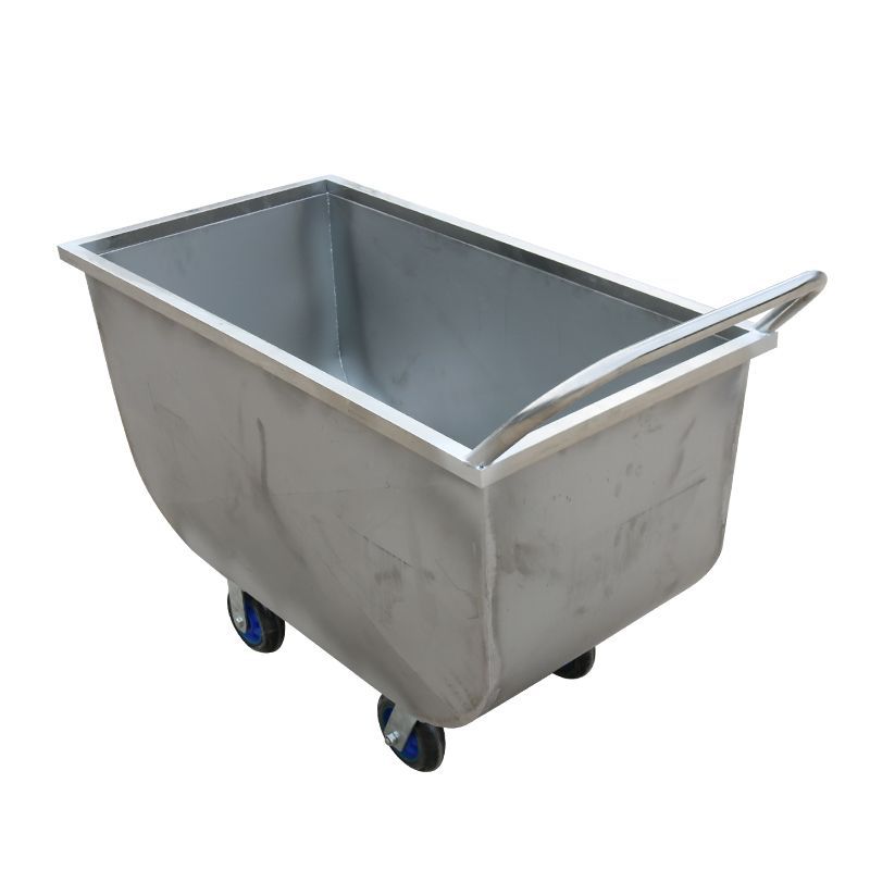 Granja de cerdos engrosada de acero inoxidable soldadura completa mano empuje camión de alimentación dos alimentación opcional alimentación camión transporte equipo de cría