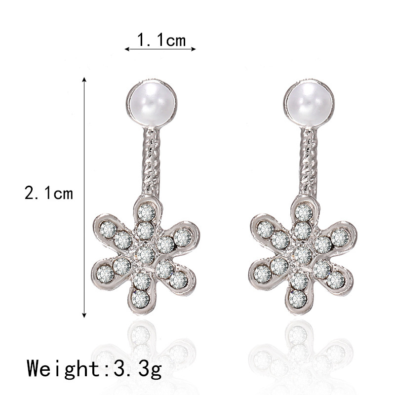 New Jewelry Silver Pearl Diamond Pendant Flower After Ear Jewelry Women display picture 1