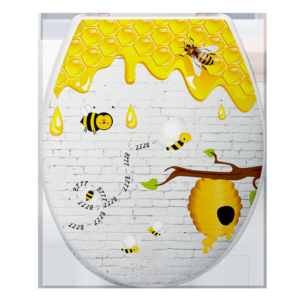 Cubierta de inodoro de estilo europeo de 18 pulgadas lenta caída hogar cuclillas cubierta de plástico Hotel fábrica impresión lenta caída cubierta de inodoro