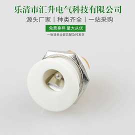 DC022电源插座5.5*2.1针芯带螺母蓝牙音箱充电电源接口 白色圆形