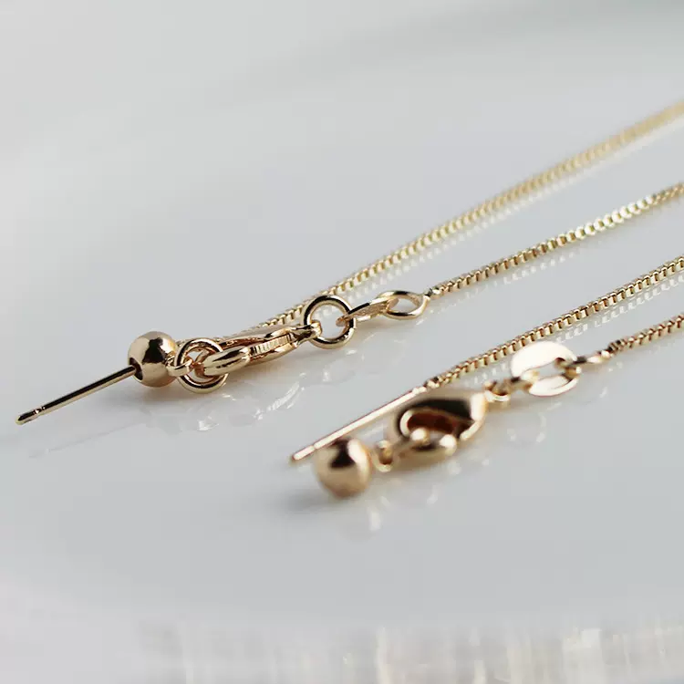 14k包金保色项链带针可调节链条定位穿珠盒子配链手链款DIY饰品