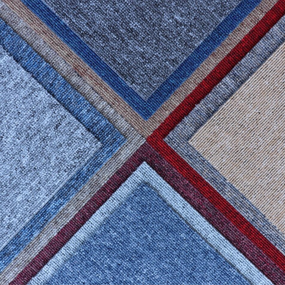 PVC方块拼接地毯公司办公台球室满铺毯 纯色条纹商用拼块地毯地垫|ms