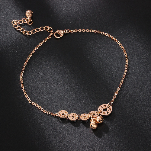 Titanium steel anklets for women that won’t fade, simple and personalized anklets for women, forest-style sexy internet celebrity leg chains and foot accessories, trendy