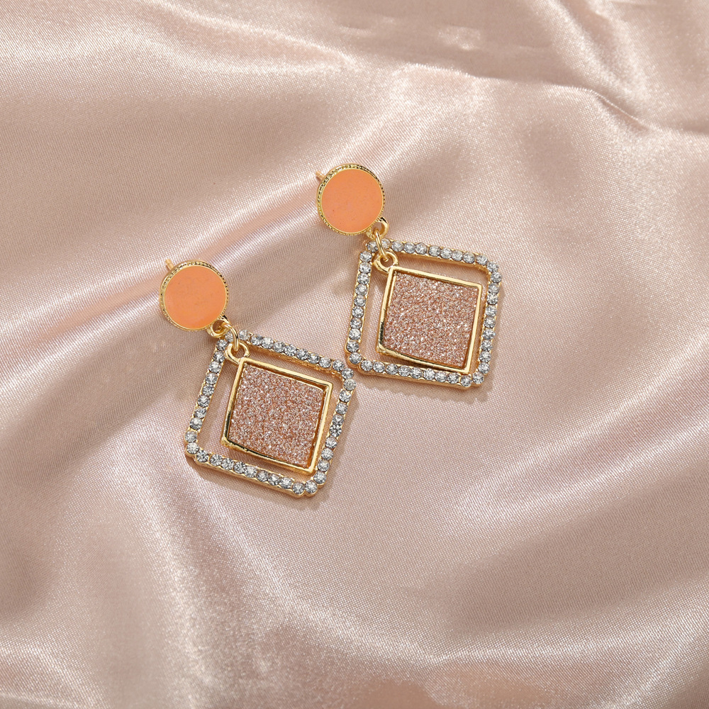 Geometric Diamond Frosted Earrings display picture 2