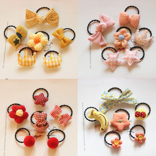 Baby hair tie and rubber band combination, bow children's hair accessories set, crown small hair tie, girls' hair tie