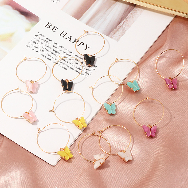 Jewelry fashion pop color acrylic butterfly earrings butterfly earrings womenpicture7