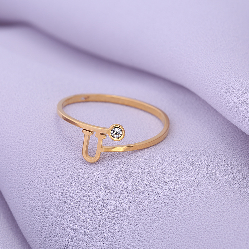 Women'S Gender Simple Style Classic Style Commute Letter Stainless Steel Plating Inlay Zircon Rings