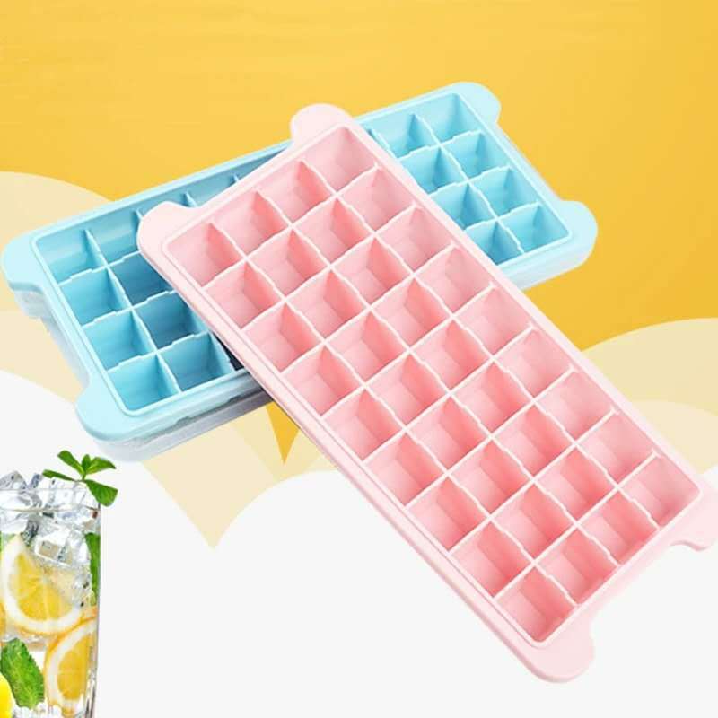 厂家直销36格带盖冰块模具自制冰盒方形硅胶冰格模具定制|ru