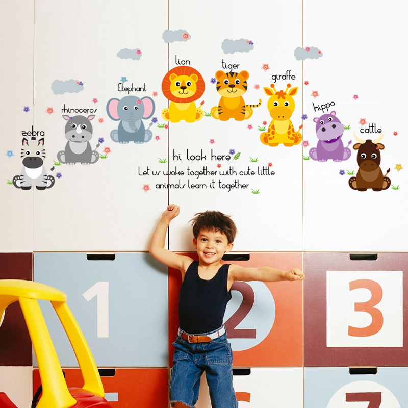SK7053 small animal English early education wall stickers school counseling station wall students learning education self-adhesive stickers