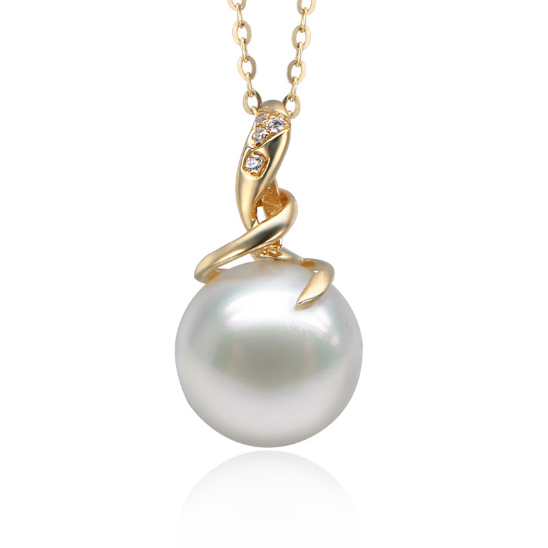 欧美简约新款18K金珍珠吊坠空托女式时尚OL定制镶嵌珍珠配件送礼