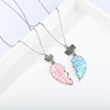 Cartoon epoxy resin, metal accessory, nail sequins heart shaped, children's necklace for friend, chain, set, European style, new collection