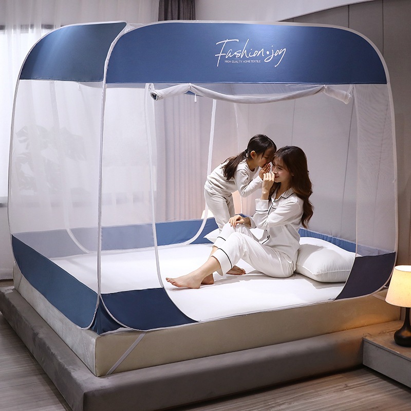 Fábrica al por mayor mosquitera instalación libre anti-caída bolsa mongol mosquitera hogar cuadrado superior patrón cuenta 1.5 m1.8 M cama cifrado