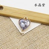 Golden crystal heart-shaped handmade, metal earrings, 12mm