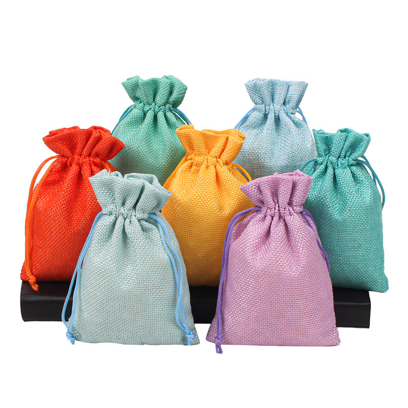 Blank Color Burlap Cosmetic Bundles Storage Packaging Bags display picture 2