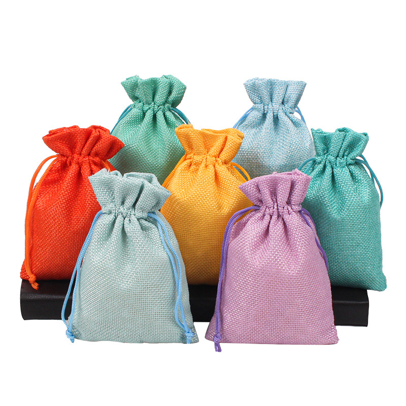 Bolsas De Embalaje De Almacenamiento De Paquetes De Cosméticos De Arpillera De Color En Blanco display picture 2