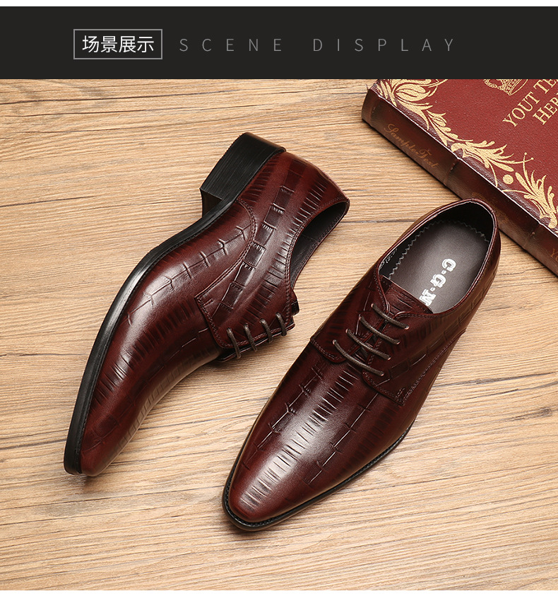 时尚男士皮鞋， 商务正装皮鞋男。欧版尖头，纯皮打造。结婚穿