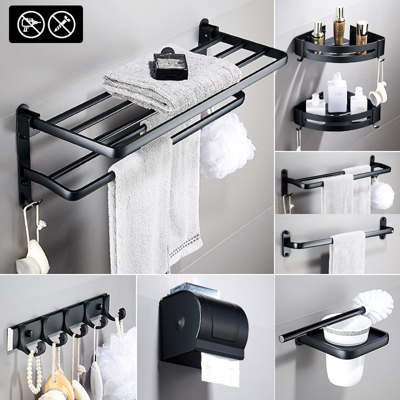 Perforated free towel rack shelf space a...