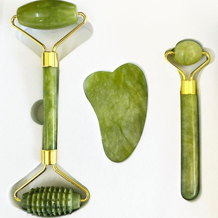 Natural jade beauty device dual-head jade roller face massage complete set beauty device export jade wholesale