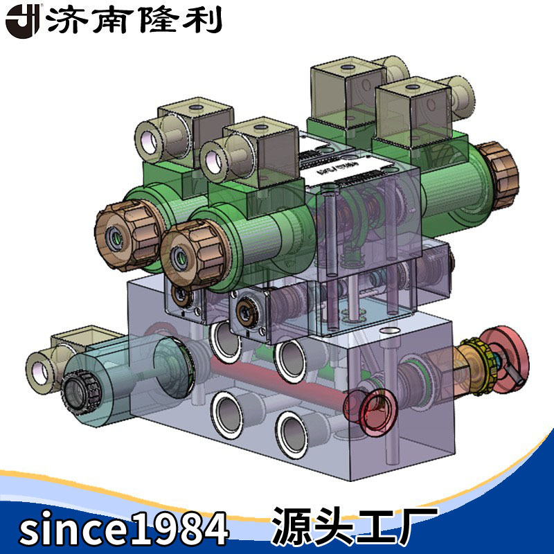 LLC12-299连接板6通径并联标准电磁换向阀 2个T5-1插孔四轴精加工|ms