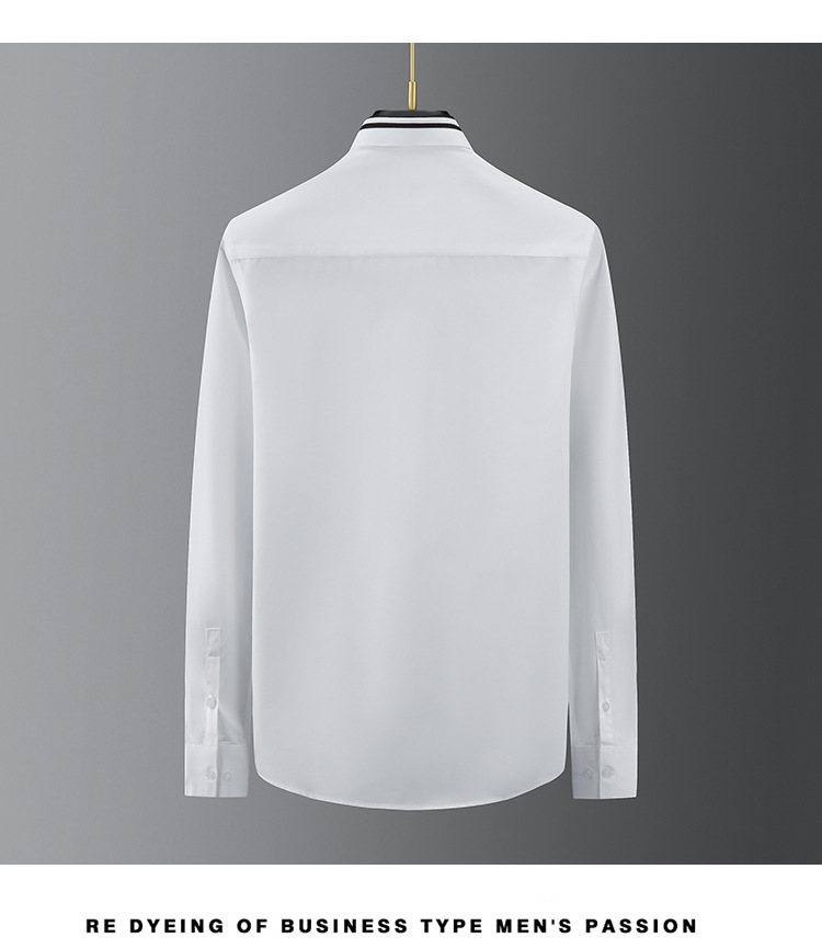 Áo sơ mi nam dài tay cổ vuông phối màu đen trắng, chất cotton nguyên chất — Màu đen chi tiết 8