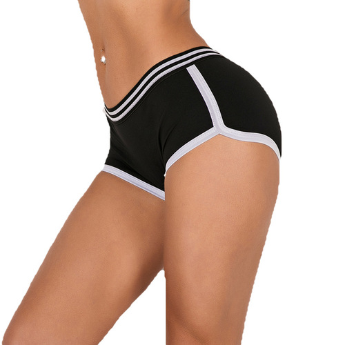 Women's  New European and American Sports Shorts Striped Elastic Sexy Yoga Shorts Leopard Print Straight Leg Pants for In and Out Wear