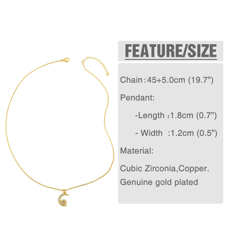 Simple Wild Sun Moon Diamond Necklace display picture 2