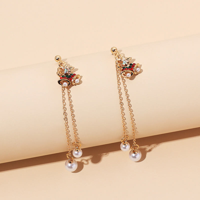 6g Weight Earrings Classification Women'S Gender Christmas Style Christmas Tassel Retro Pearl Earrings 7