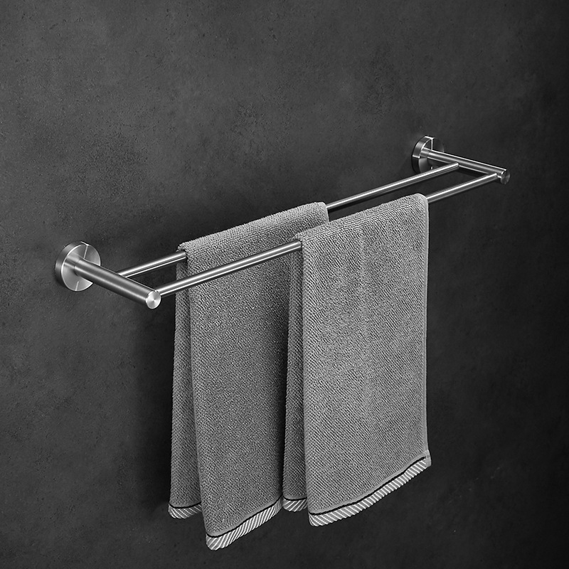 免打孔毛巾架304不锈钢卫生间浴室置物架洗手间壁挂架子卫浴套装undefined