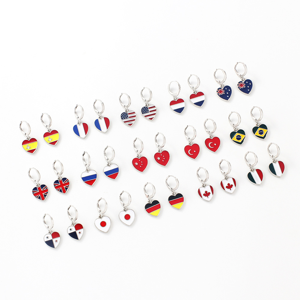 7g Weight Alloy Ear Needle Material Drop Earrings Classification 1 Pair Quantity Daily, Party Occasion Alloy Material National Flag Pattern Unisex Gender Enamel Design IG Style, Simple Style Style 1 Pair IG Style Simple Style National Flag Enamel Alloy Drop Earrings 1