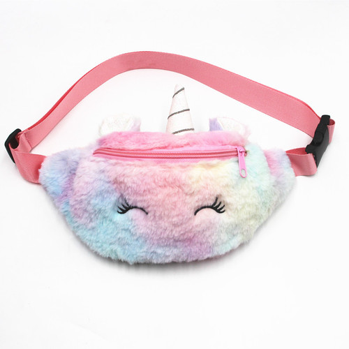 Cross-border Unicorn Cartoon Plush Shoulder Bag Little Girl Cute Big Eyes Waist Bag Kindergarten Children’s Crossbody Bag