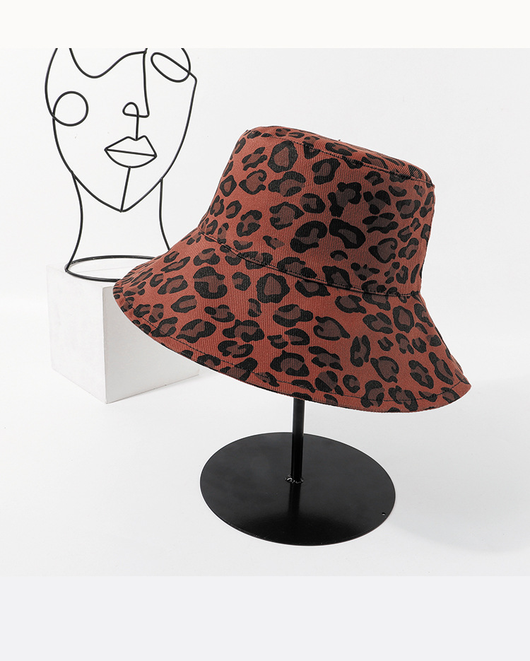 Fashion Leopard Fisherman Hat Women Korean Wild Cover Face Sunscreen Literary Niche Hat Nihaojewelry display picture 6