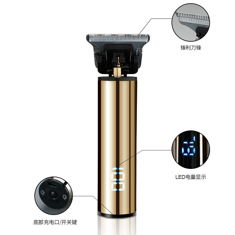 跨境新款迷你复古油头电推剪发廊雕刻推白小推子液晶数显理发器