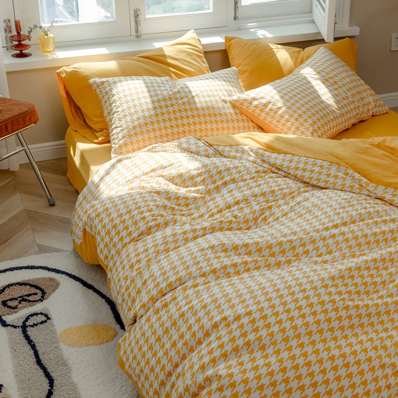 New products Tianzhu cotton houndstooth Four piece suit pure cotton fashion leisure time printing knitting 4 sets Manufactor wholesale On behalf of