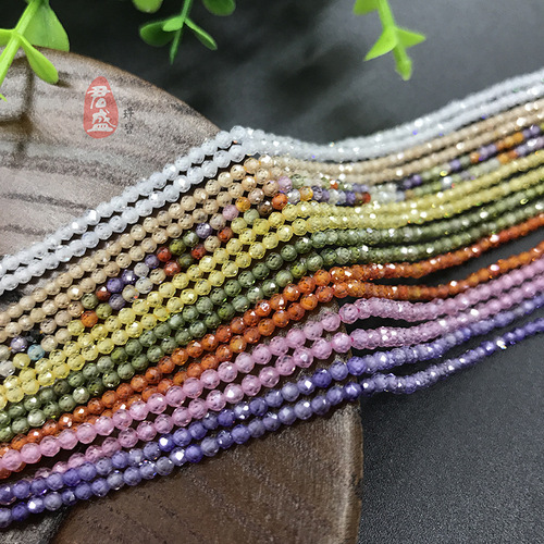 2mm 3mm Colorful Zircon Cut Stone Bead Necklace Earrings Accessory Hairpin Tassel DIY Jewelry Accessories Wholesale