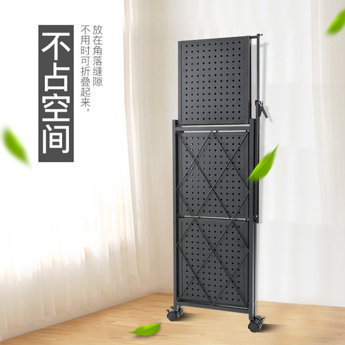 Installation-free folding kitchen storage rack rice cooker microwave oven kitchen supplies storage rack opens in one second