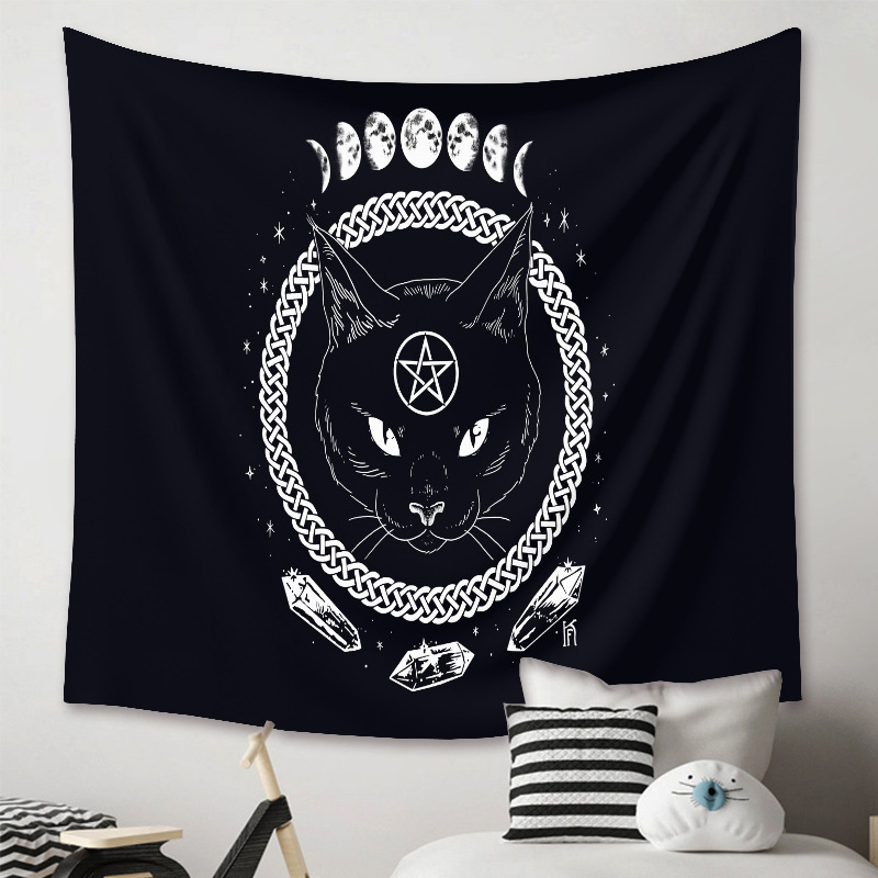 Fashion Black Cat Animal Tapestry Background Cloth Home Decoration Wholesale Nihaojewelry display picture 4