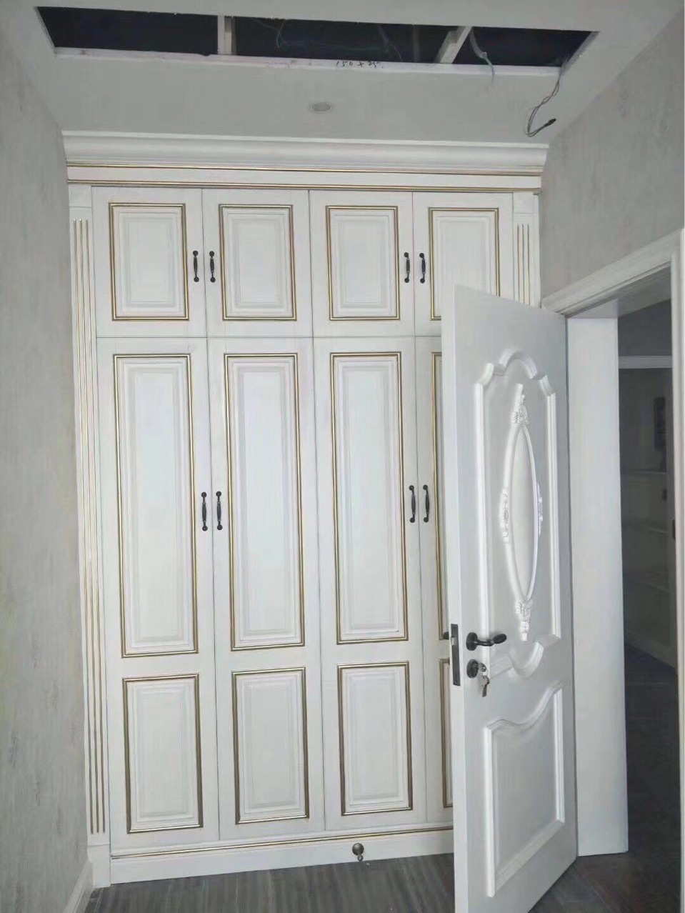 美式整体大衣柜实木木质卧室三四五门组合顶柜衣帽间衣橱橡木白色|ms