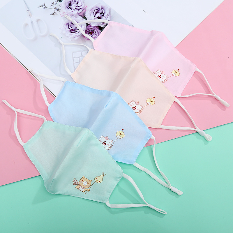 兒童口罩 可愛貓個性棉布口罩 印花卡通薄款立體棉布口罩壹件代發