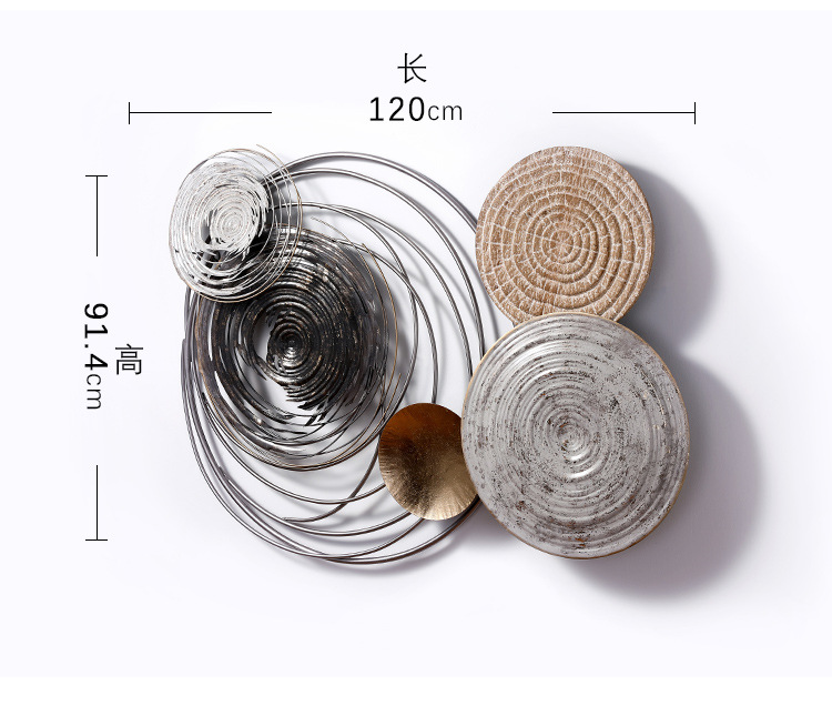 亚马逊现代木刻圆形抽象金属壁挂创意背景墙挂件铁艺墙面挂饰软装详情图4