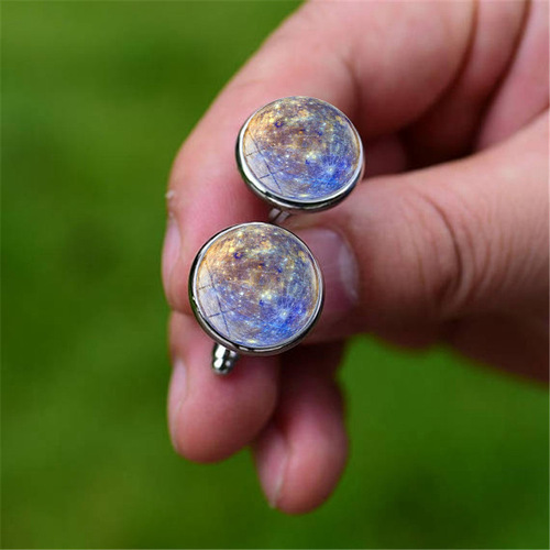 Galaxy Planet Planet Time Gem Men's Cufflinks Crystal Glass Cufflinks French Cuff Pins Wholesale