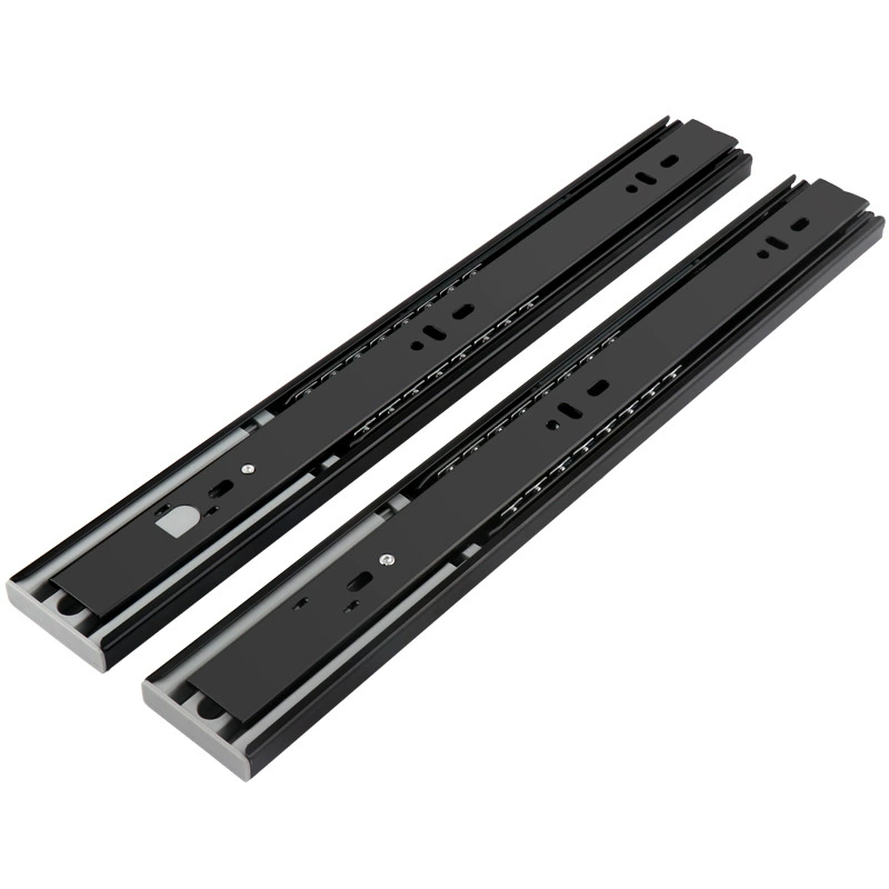 固特 Black drawer track Thickening and silent rebound guide Rail presses automatic press three -section drawer slide rail