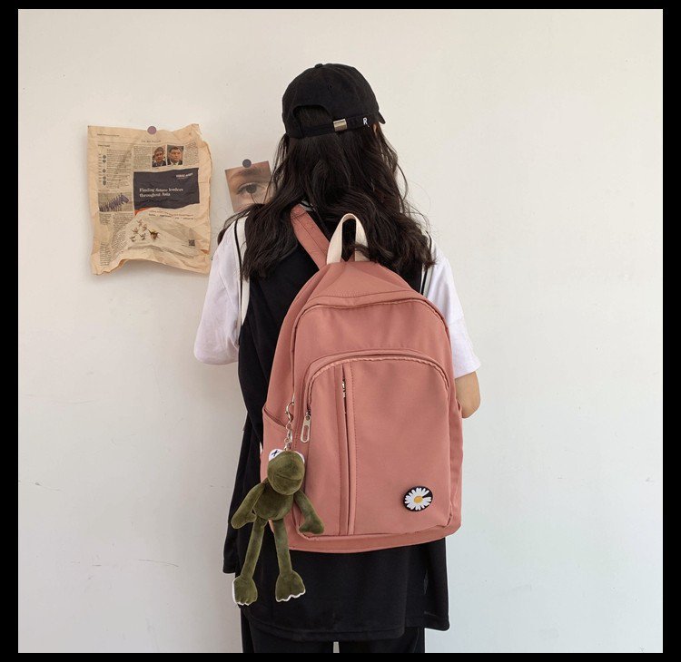 Schoolbag New Korean Fashion Campus Large Capacity Solid Color Backpack Simple Backpack Wholesale Nihaojewelry display picture 2