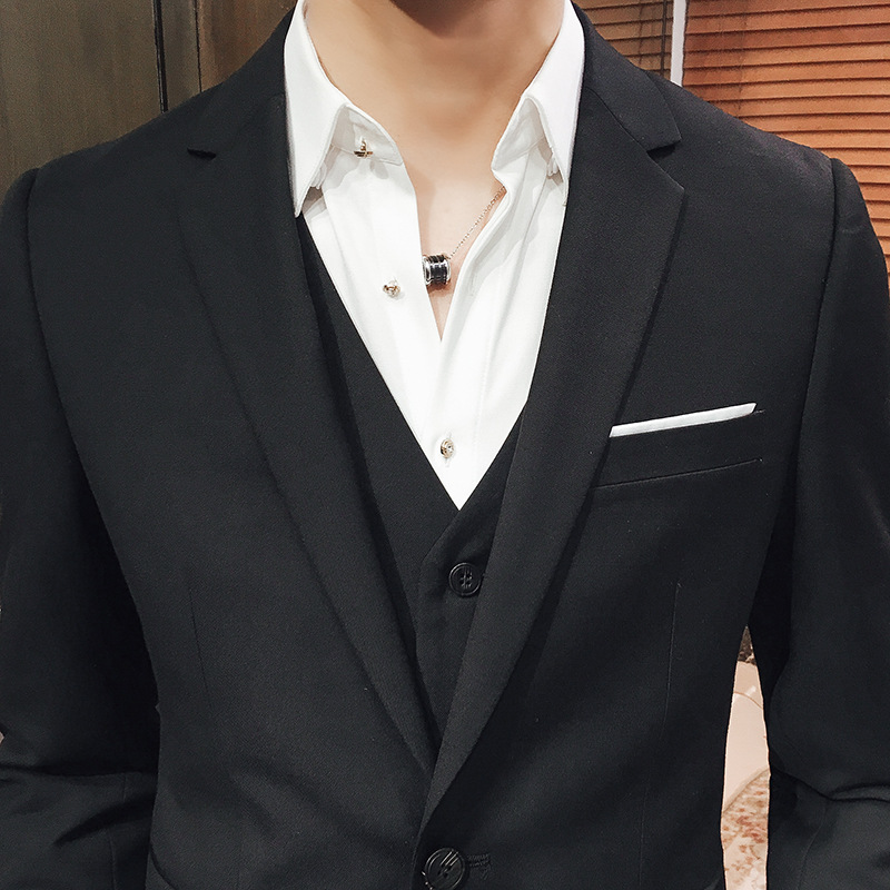 Profesional más traje de tamaño traje de tres piezas traje de los Hombres estilo coreano traje formal color sólido novio mejor hombre vestido de novia