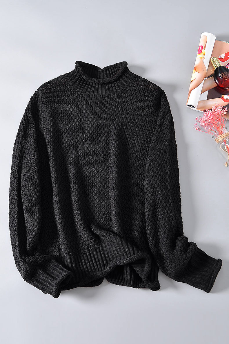 turtleneck color matching bat long-sleeved sweater nihaostyles wholesale clothing NSQSY85541